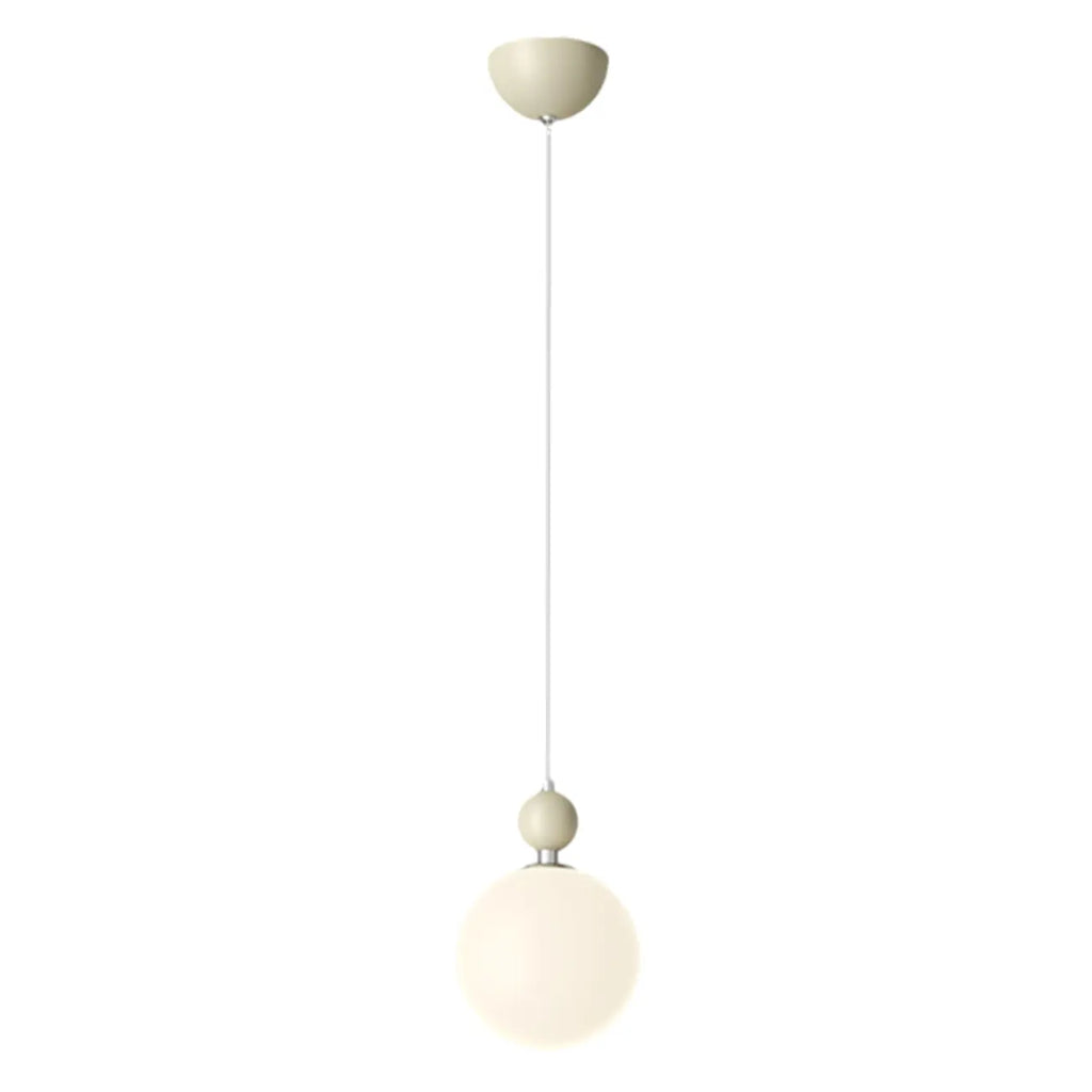 Suspension LED élégante en verre opalin avec détails de perles