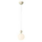 Suspension LED élégante en verre opalin avec détails de perles