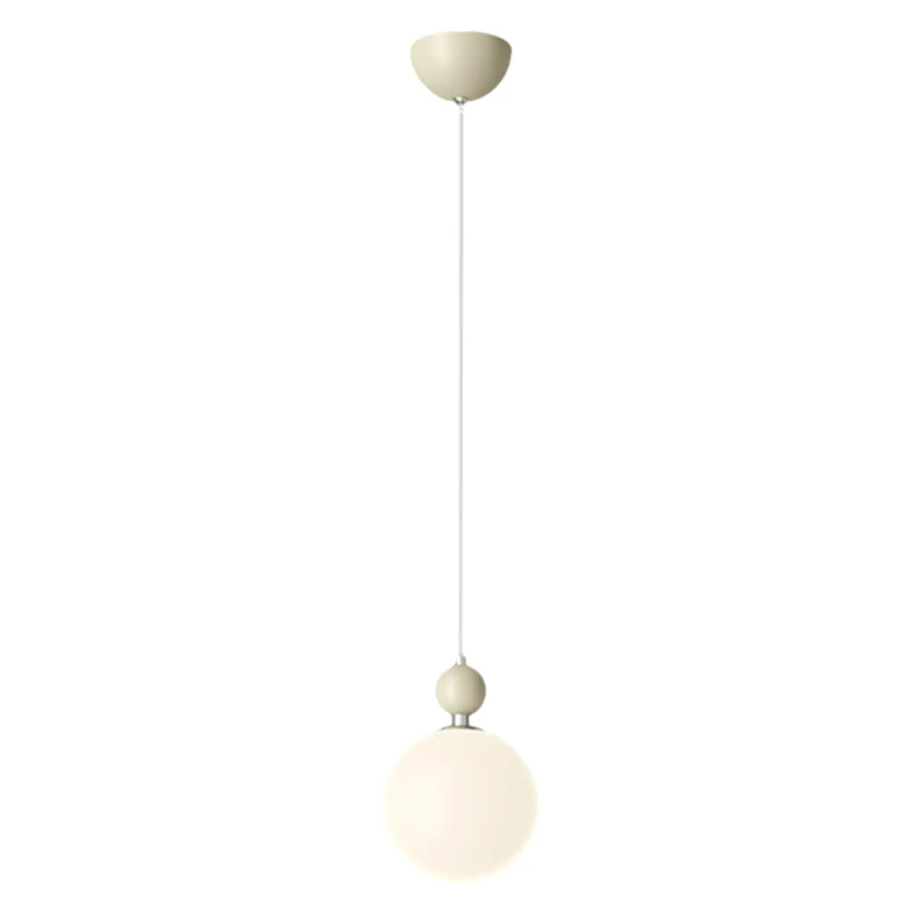Suspension LED élégante en verre opalin avec détails de perles