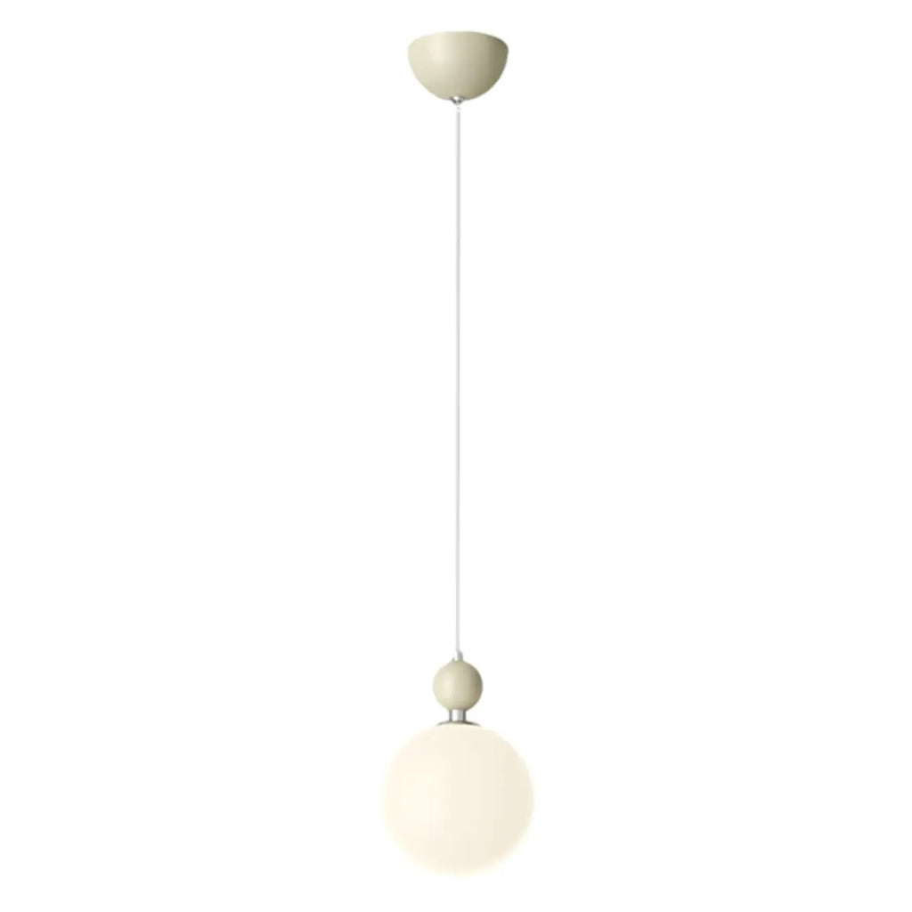 Suspension LED élégante en verre opalin avec détails de perles