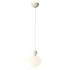 Suspension LED élégante en verre opalin avec détails de perles