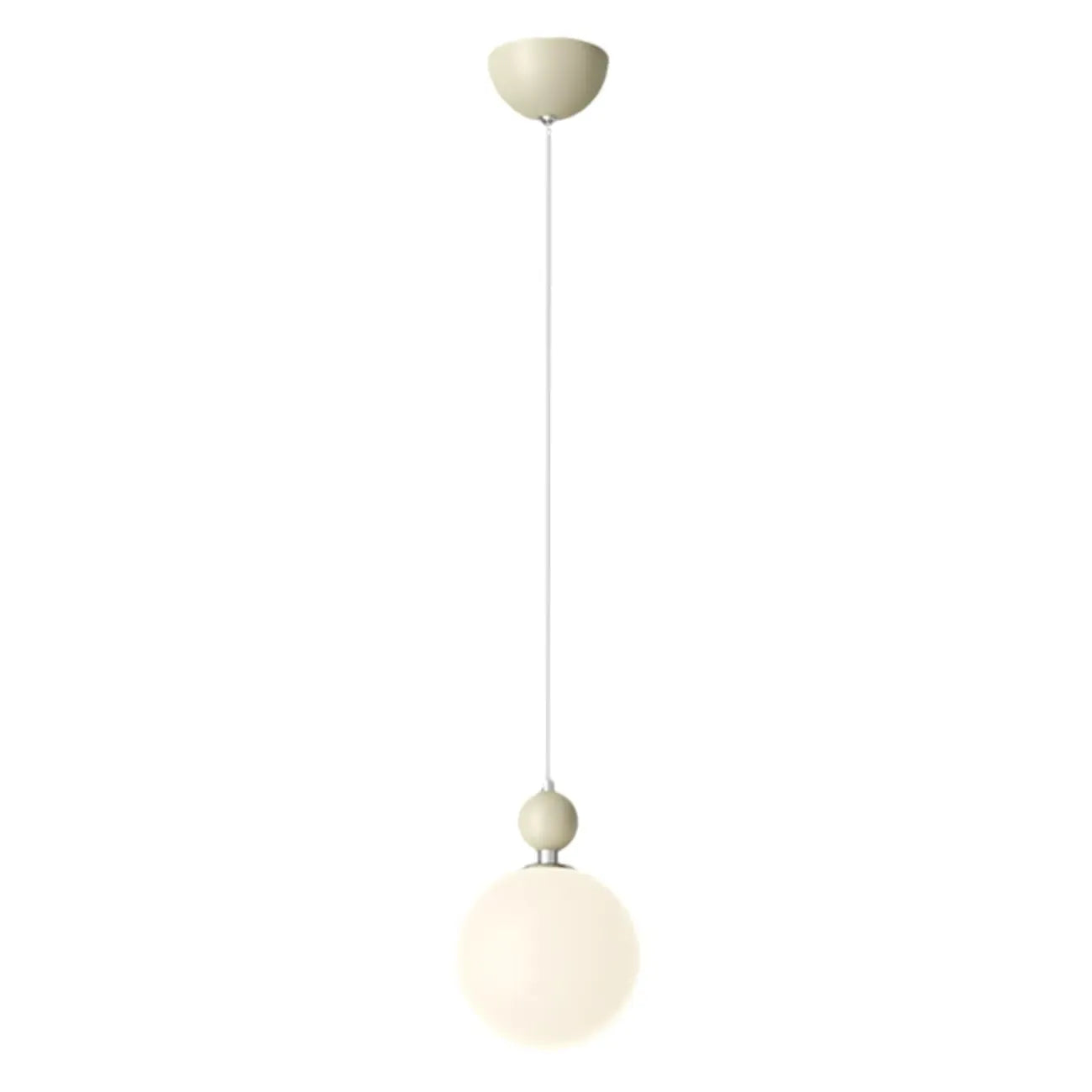 Suspension LED élégante en verre opalin avec détails de perles