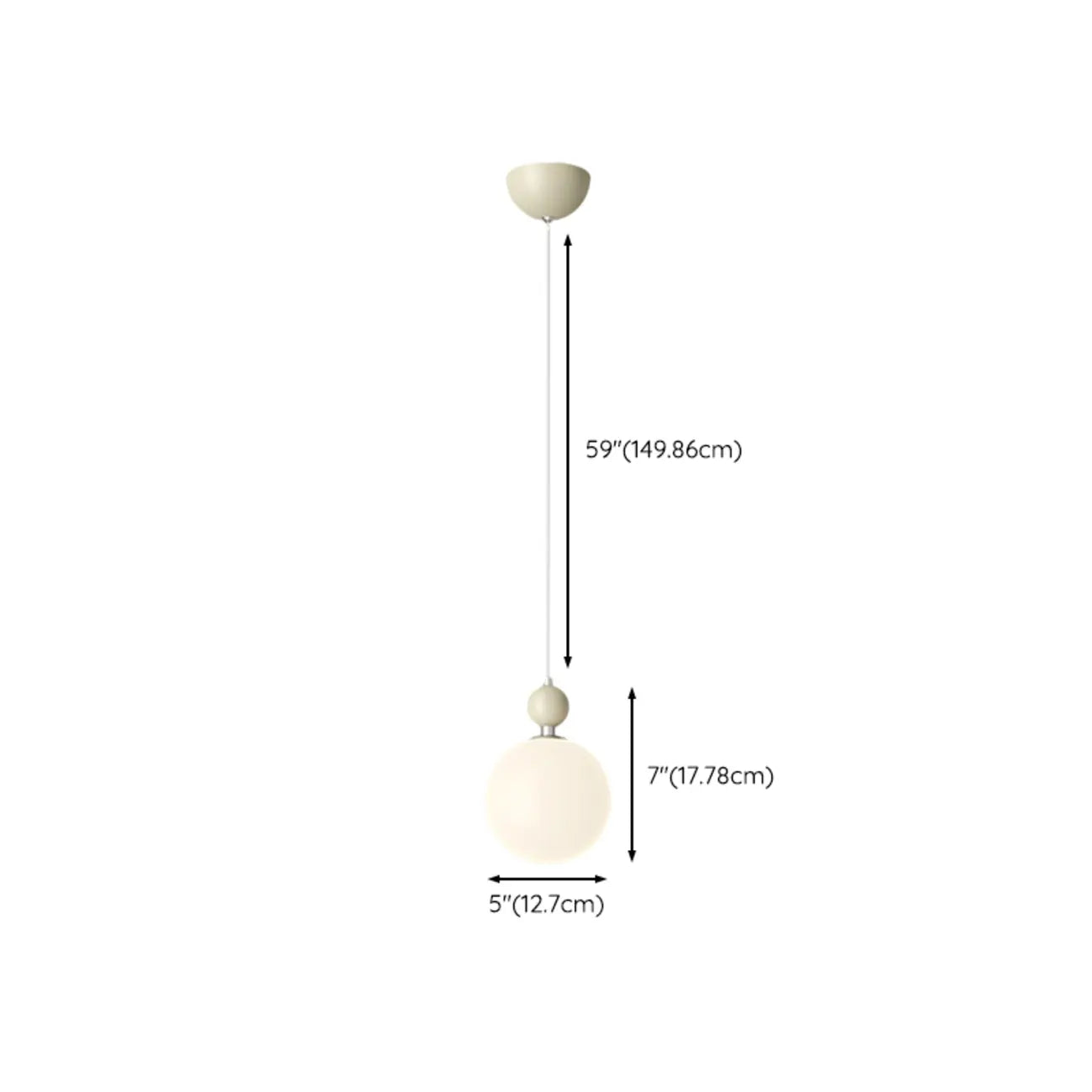 Suspension LED élégante en verre opalin avec détails de perles