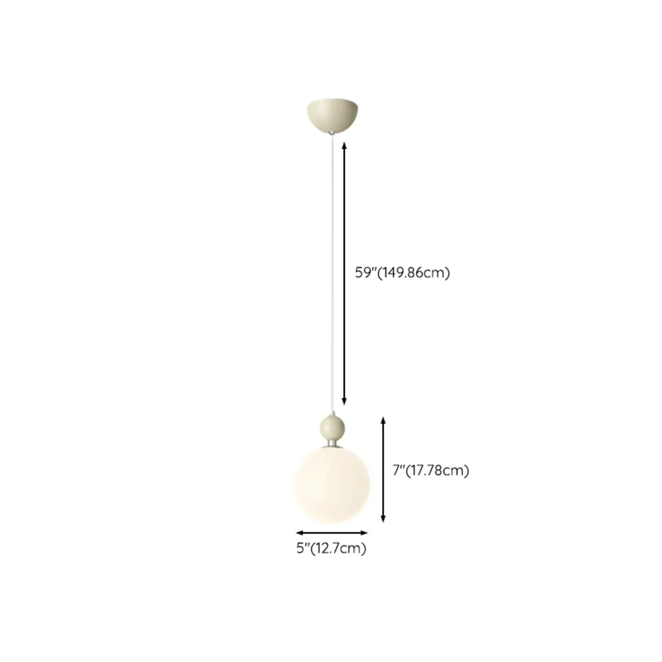 Suspension LED élégante en verre opalin avec détails de perles