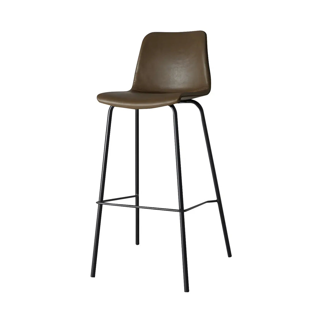 Tabourets de bar en cuir avec dossier et structure en métal marron