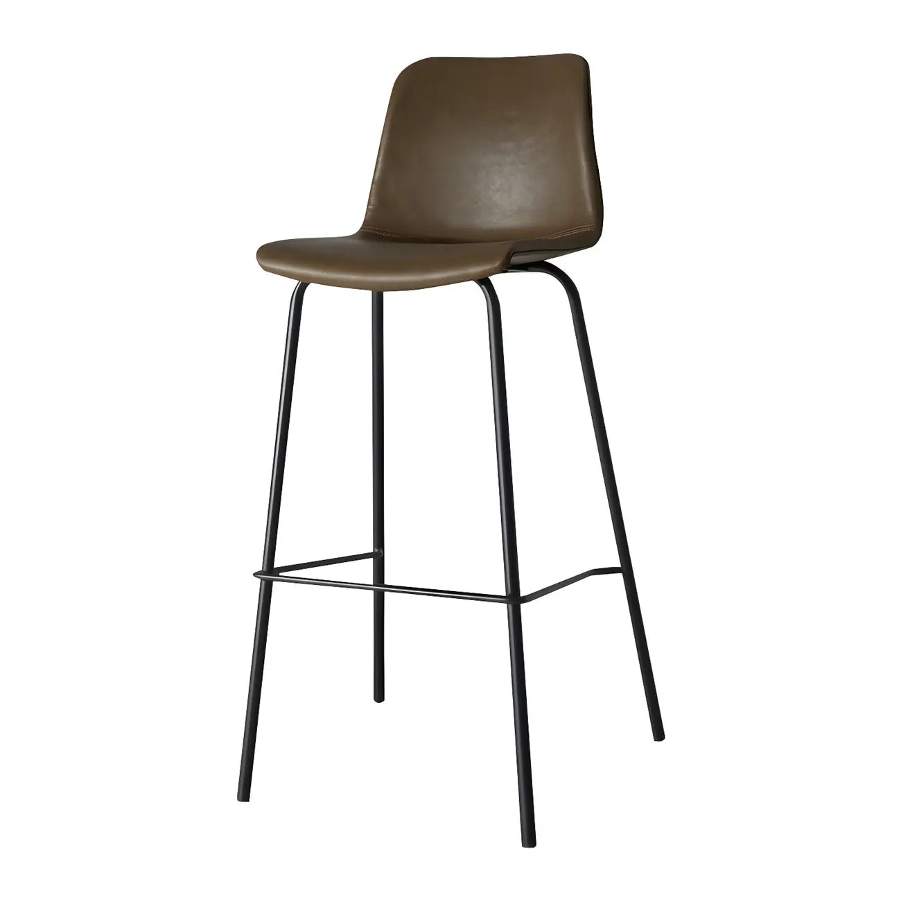Tabourets de bar en cuir avec dossier et structure en métal marron