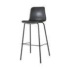 Tabourets de bar en cuir avec dossier et structure en métal marron