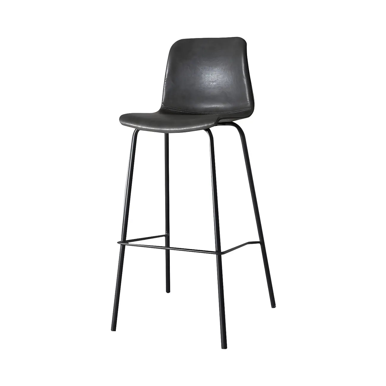 Tabourets de bar en cuir avec dossier et structure en métal marron