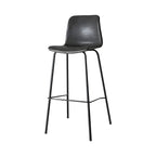 Tabourets de bar en cuir avec dossier et structure en métal marron