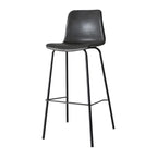 Tabourets de bar en cuir avec dossier et structure en métal marron