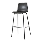 Tabourets de bar en cuir avec dossier et structure en métal marron
