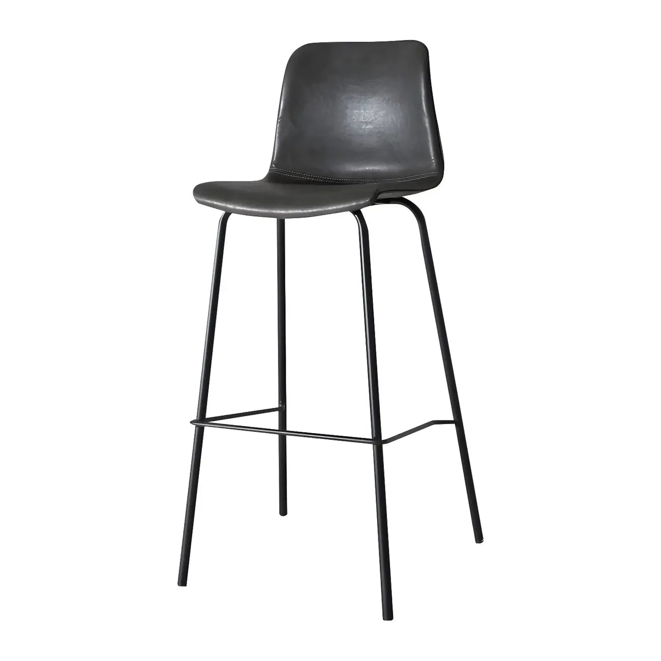 Tabourets de bar en cuir avec dossier et structure en métal marron