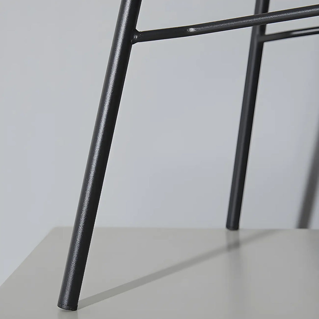 Tabourets de bar en cuir avec dossier et structure en métal marron