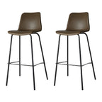Tabourets de bar en cuir avec dossier et structure en métal marron