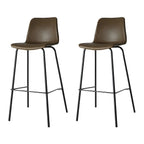 Tabourets de bar en cuir avec dossier et structure en métal marron