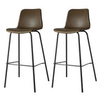 Tabourets de bar en cuir avec dossier et structure en métal marron