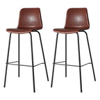 Tabourets de bar en cuir avec dossier et structure en métal marron