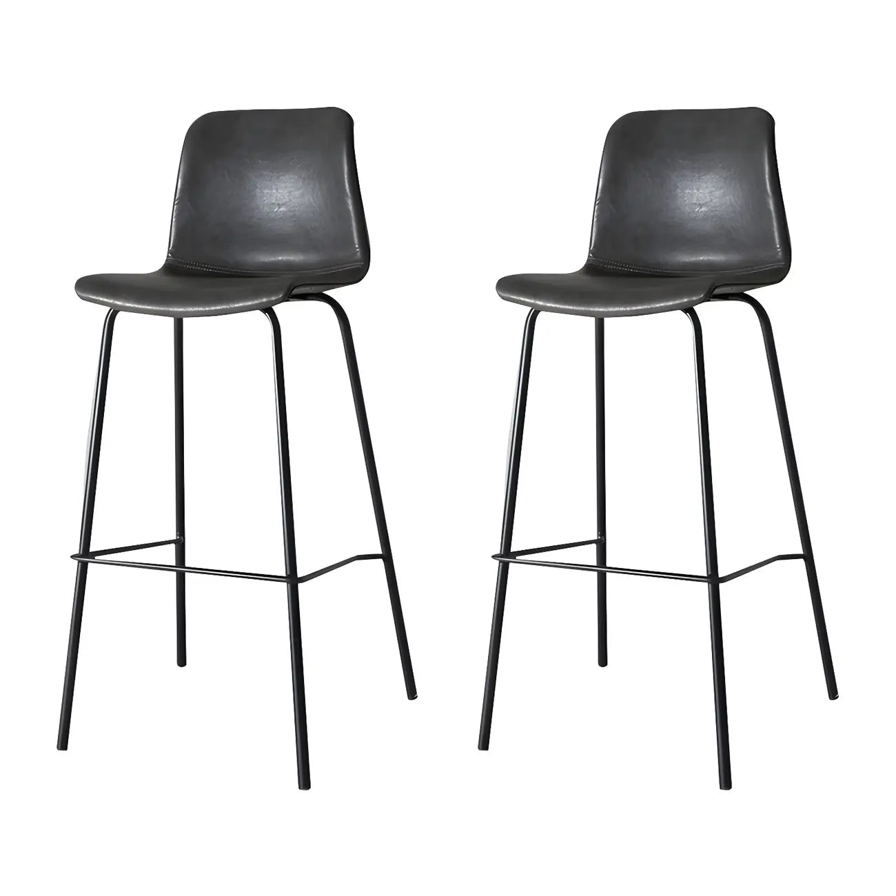 Tabourets de bar en cuir avec dossier et structure en métal marron