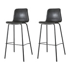Tabourets de bar en cuir avec dossier et structure en métal marron