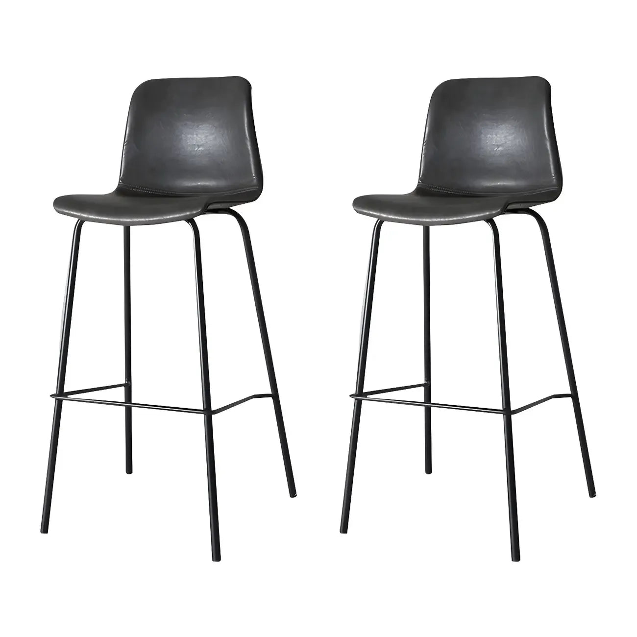 Tabourets de bar en cuir avec dossier et structure en métal marron