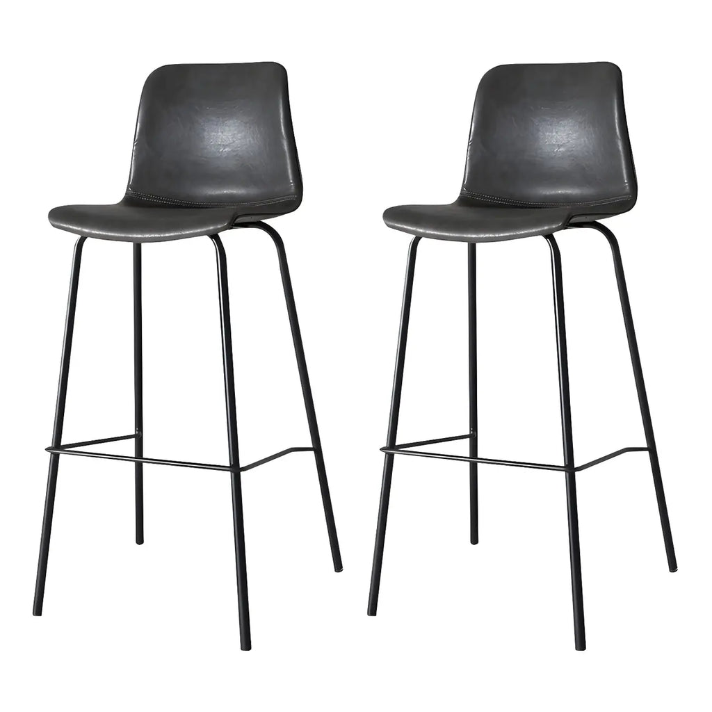 Tabourets de bar en cuir avec dossier et structure en métal marron