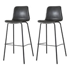 Tabourets de bar en cuir avec dossier et structure en métal marron