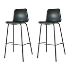 Tabourets de bar en cuir avec dossier et structure en métal marron