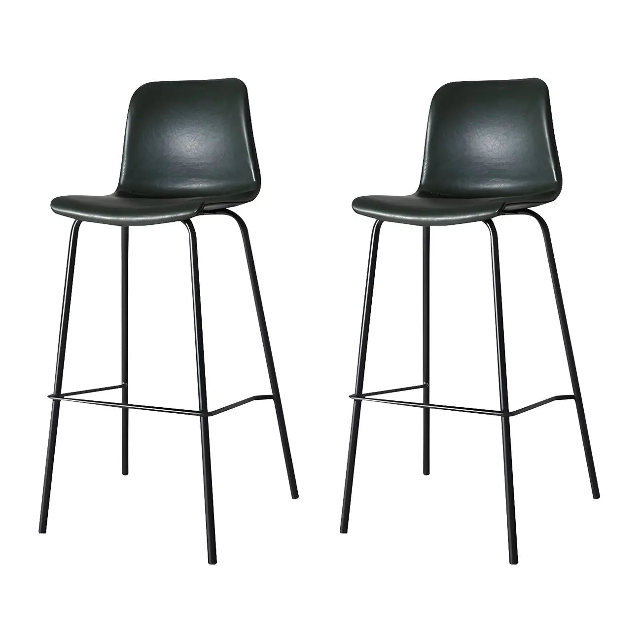 Tabourets de bar en cuir avec dossier et structure en métal marron