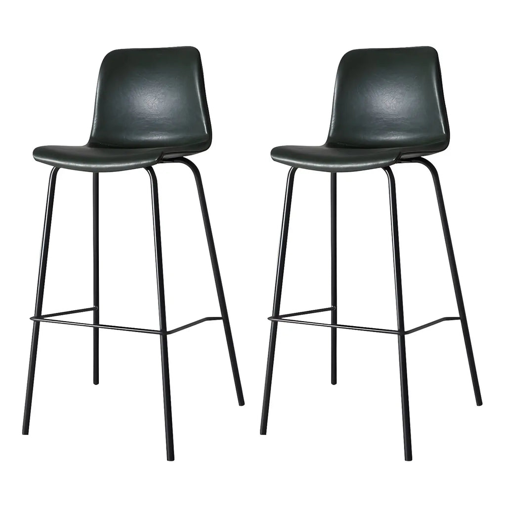 Tabourets de bar en cuir avec dossier et structure en métal marron