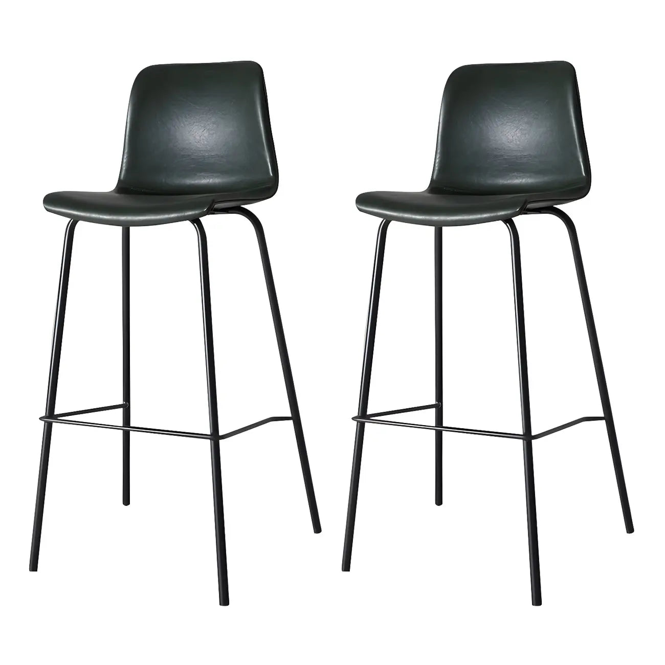 Tabourets de bar en cuir avec dossier et structure en métal marron