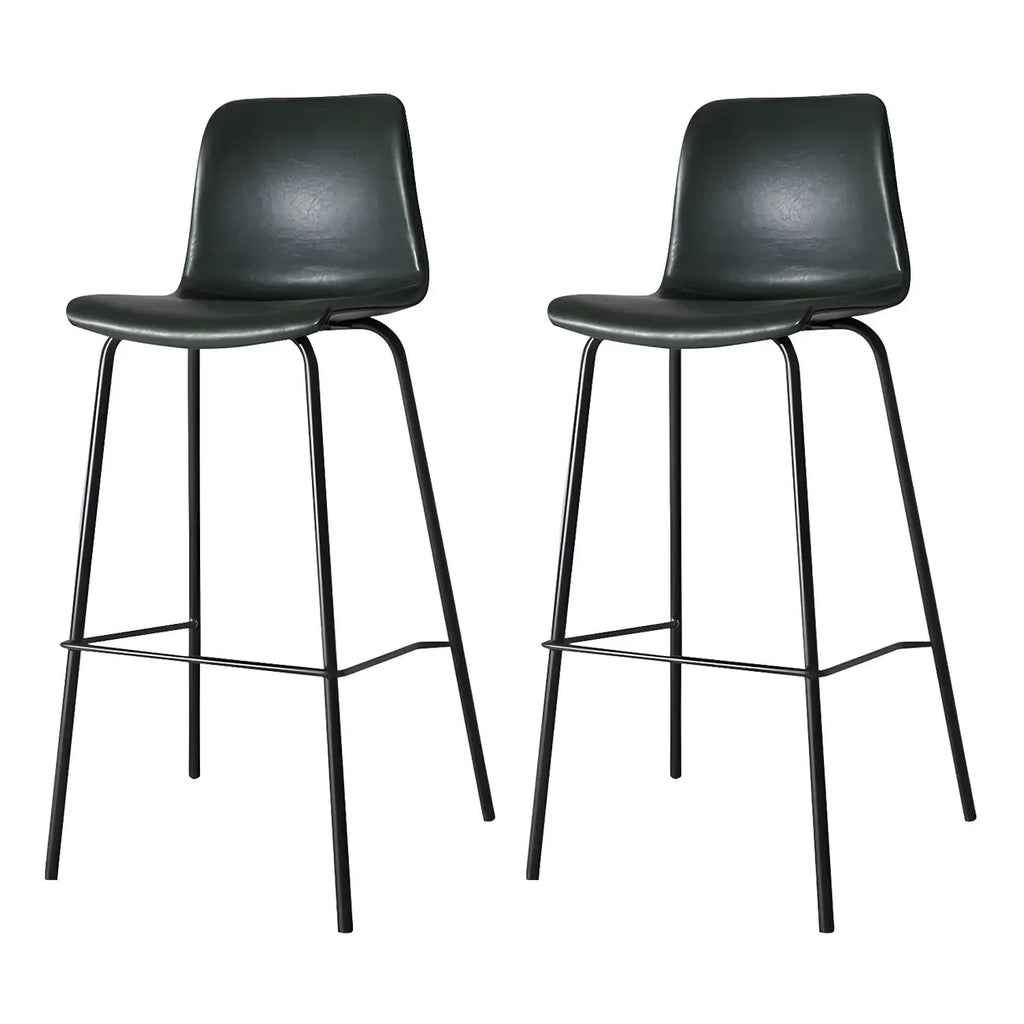 Tabourets de bar en cuir avec dossier et structure en métal marron