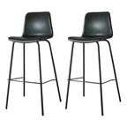 Tabourets de bar en cuir avec dossier et structure en métal marron