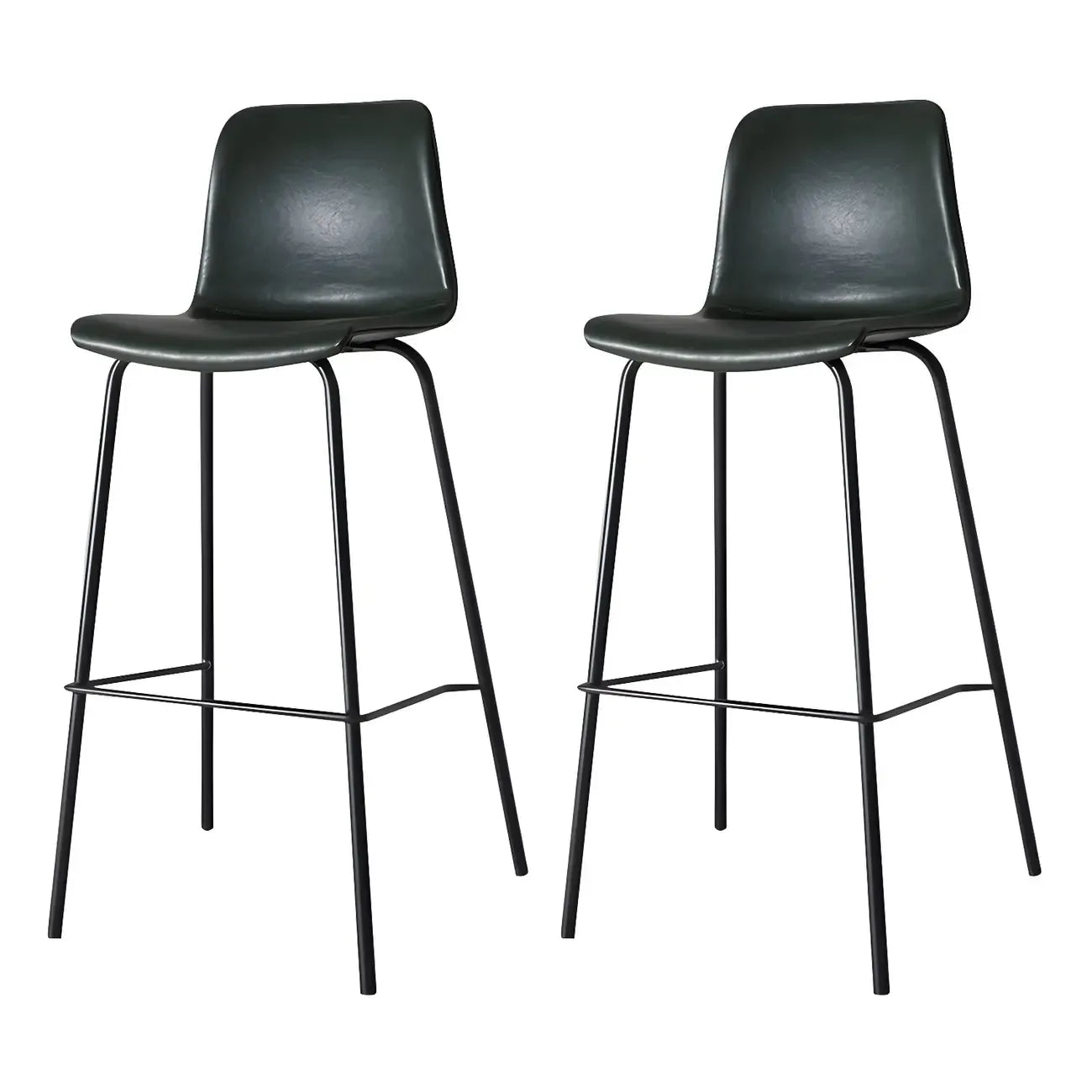 Tabourets de bar en cuir avec dossier et structure en métal marron