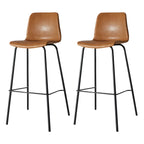 Tabourets de bar en cuir avec dossier et structure en métal marron