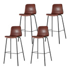 Tabourets de bar en cuir avec dossier et structure en métal marron