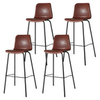 Tabourets de bar en cuir avec dossier et structure en métal marron
