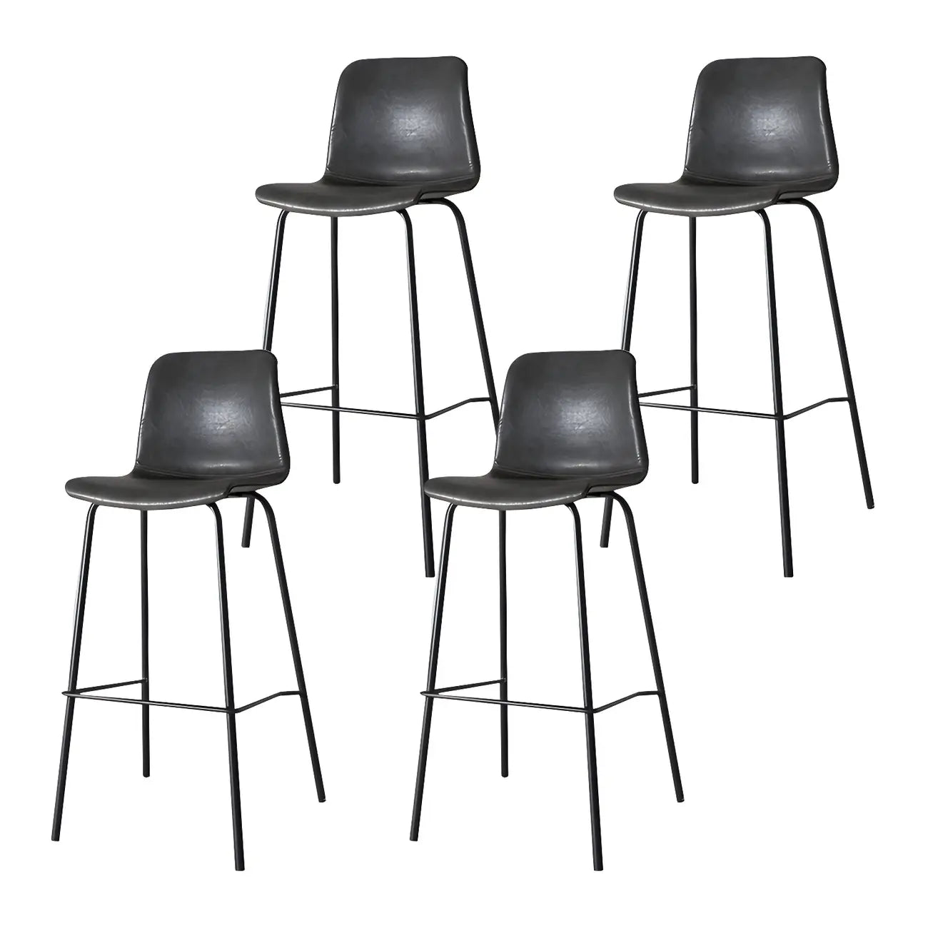 Tabourets de bar en cuir avec dossier et structure en métal marron