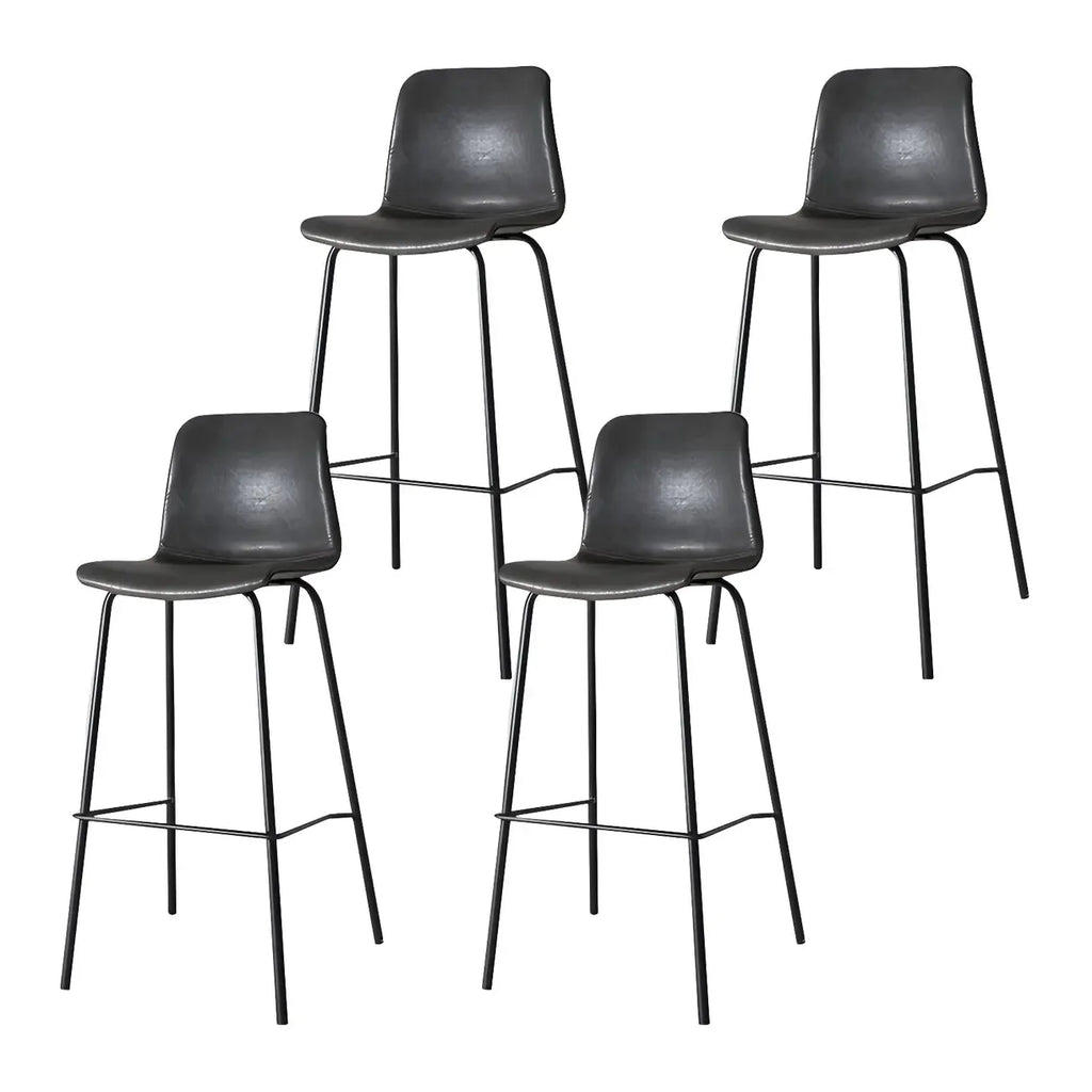 Tabourets de bar en cuir avec dossier et structure en métal marron