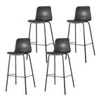 Tabourets de bar en cuir avec dossier et structure en métal marron