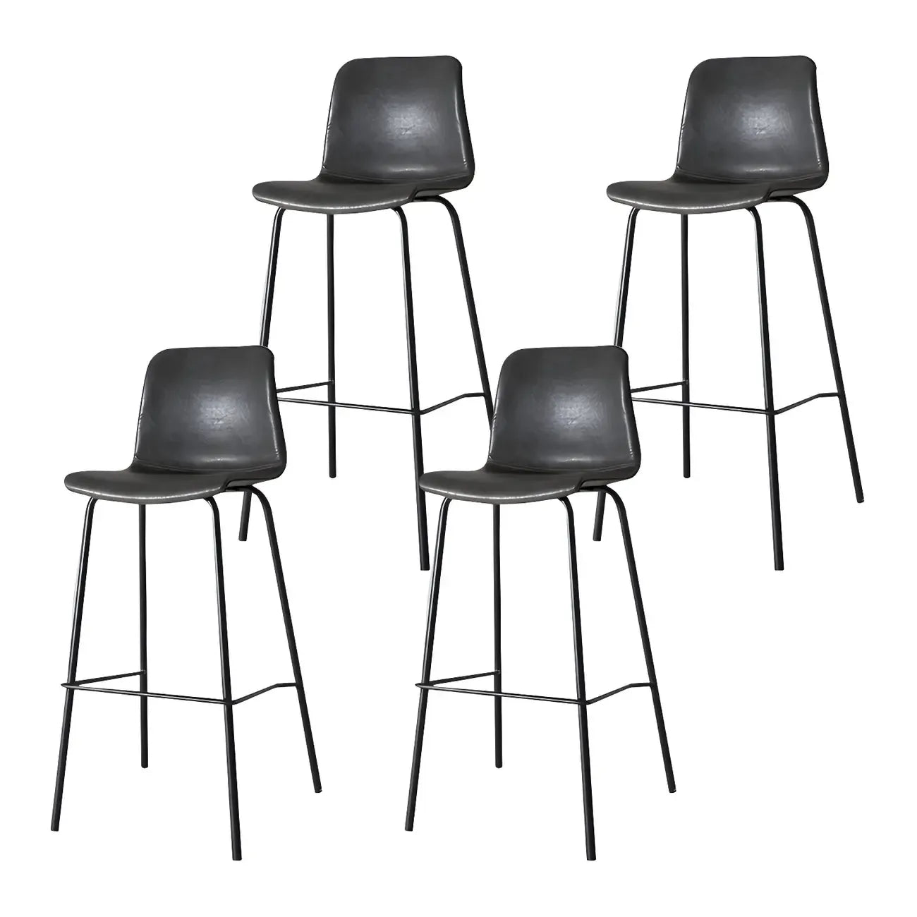 Tabourets de bar en cuir avec dossier et structure en métal marron
