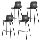 Tabourets de bar en cuir avec dossier et structure en métal marron