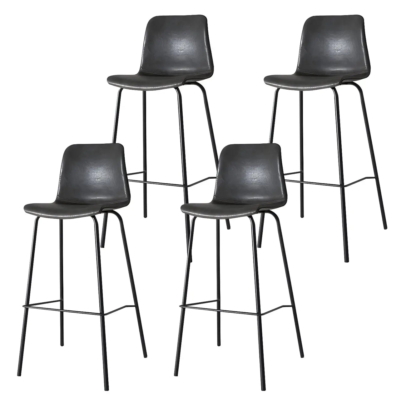 Tabourets de bar en cuir avec dossier et structure en métal marron