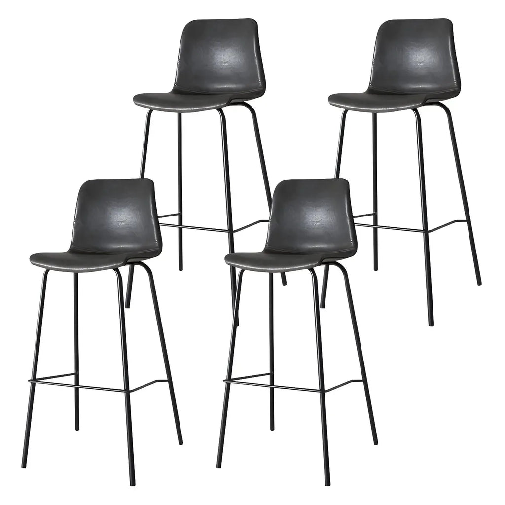 Tabourets de bar en cuir avec dossier et structure en métal marron