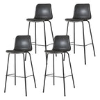Tabourets de bar en cuir avec dossier et structure en métal marron