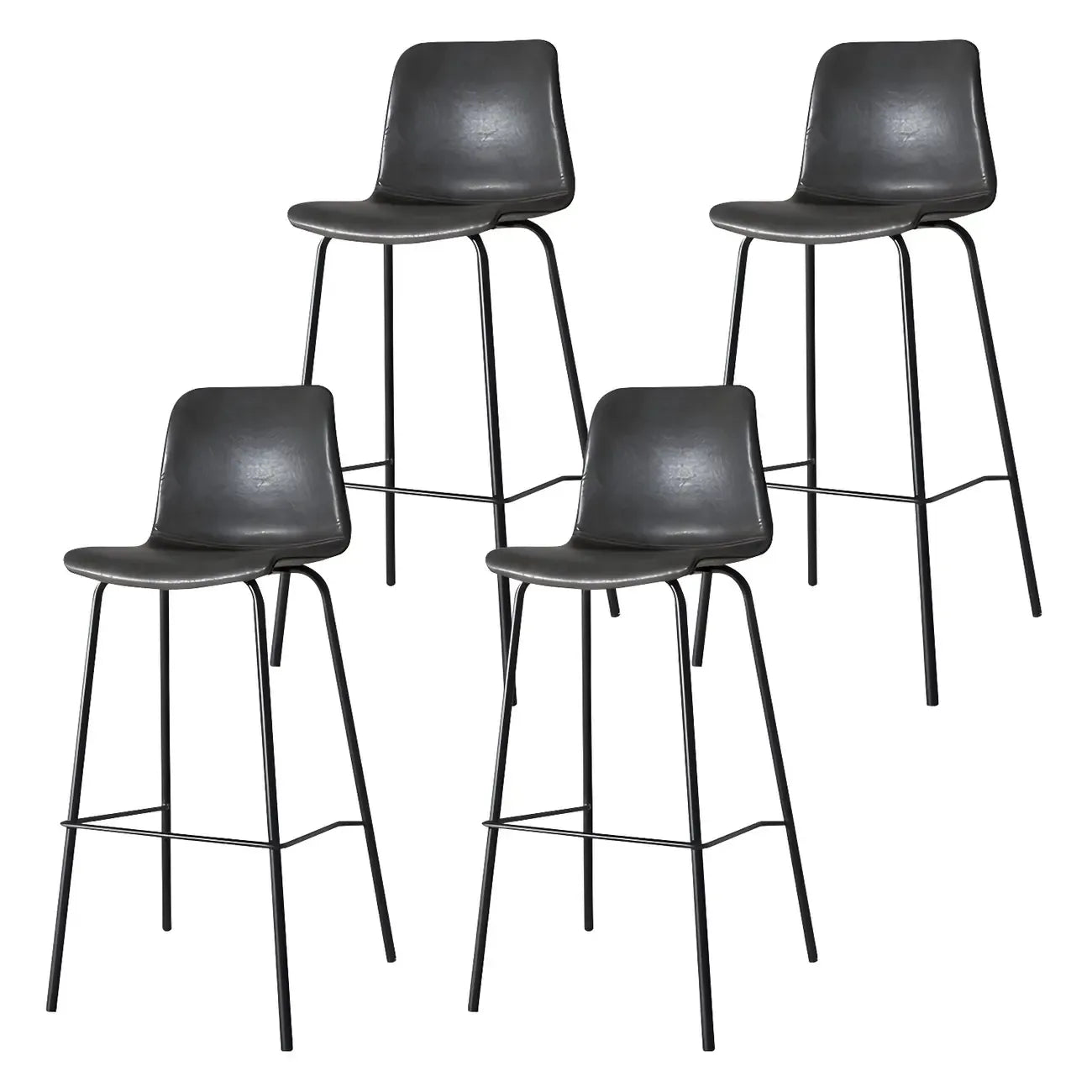 Tabourets de bar en cuir avec dossier et structure en métal marron