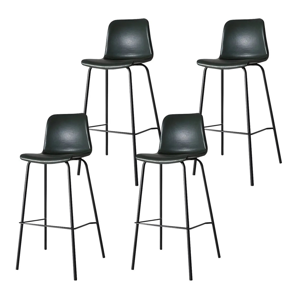 Tabourets de bar en cuir avec dossier et structure en métal marron
