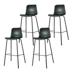 Tabourets de bar en cuir avec dossier et structure en métal marron