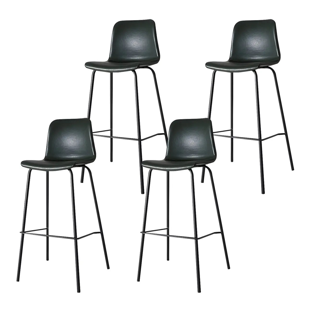 Tabourets de bar en cuir avec dossier et structure en métal marron