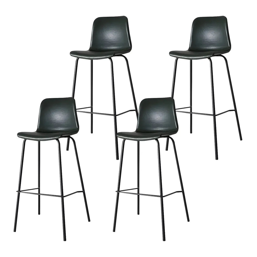 Tabourets de bar en cuir avec dossier et structure en métal marron