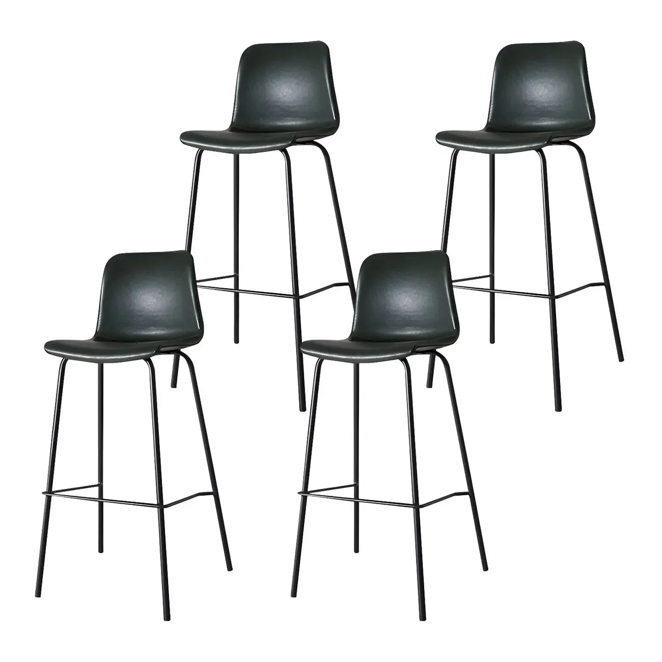 Tabourets de bar en cuir avec dossier et structure en métal marron